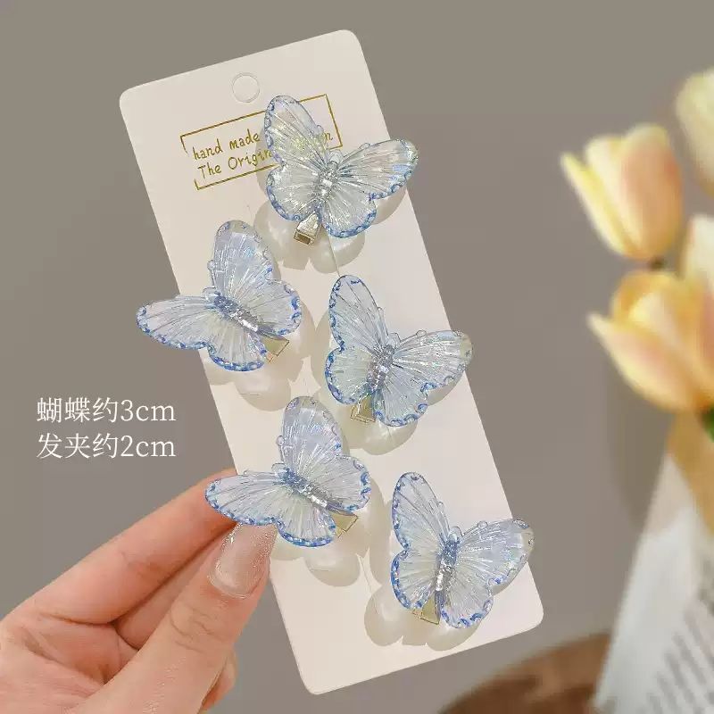 3 Set - Super mermaid butterfly hairpin - Blue (6 Pc Card Packing)