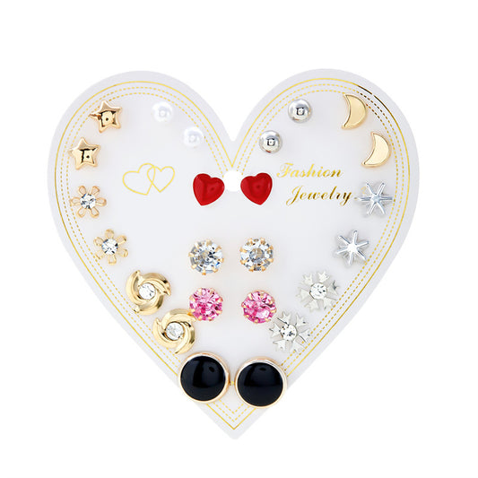 New monthly 12 pairs card-mounted earrings set - D18