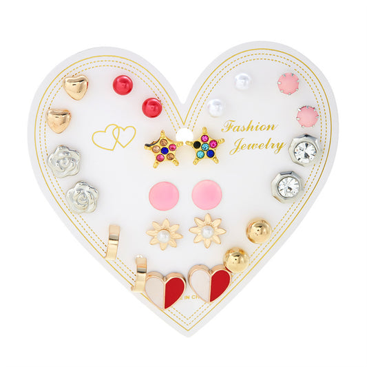 New monthly 12 pairs card-mounted earrings set - D11