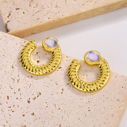 3 Set - Anti tarnish Round  white Stone Earring (Unit Price - 62)