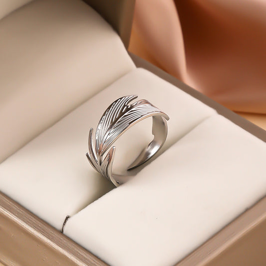 3 Pc - Long Leaf Ring - Silver (Unit Price - 42)