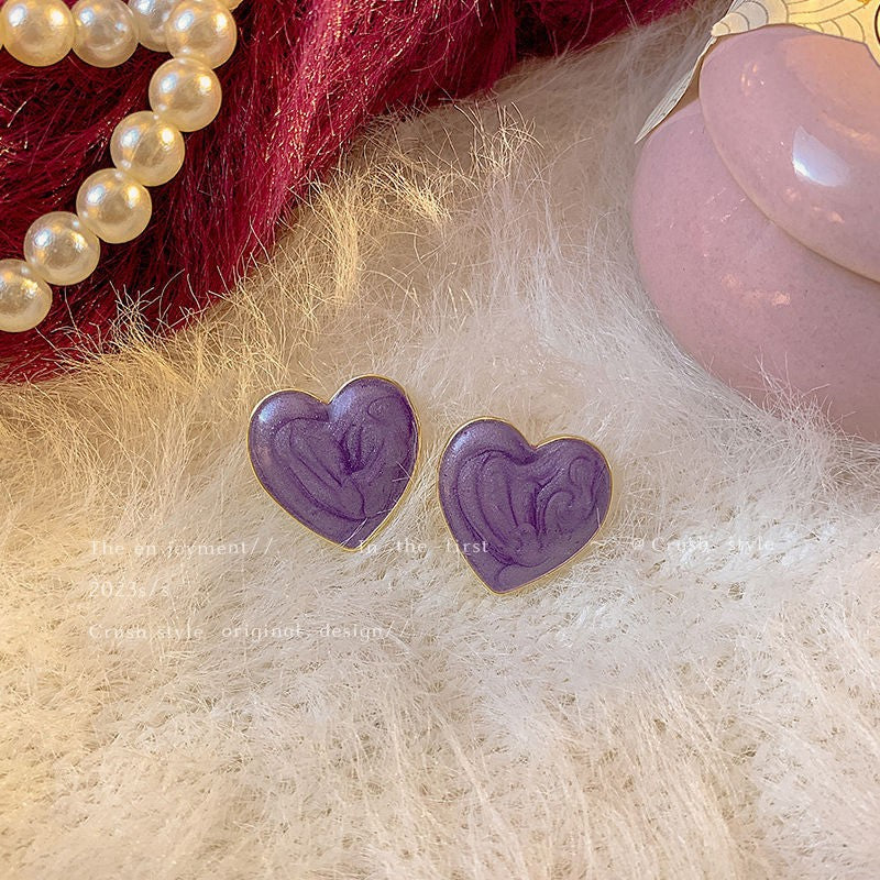 6 Set - Super fairy taro purple heart earrings (Unit price 20)