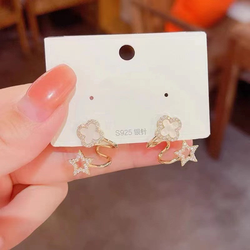 6 Set - Four-leaf flower earrings (Mix Color) (Unit price 28)