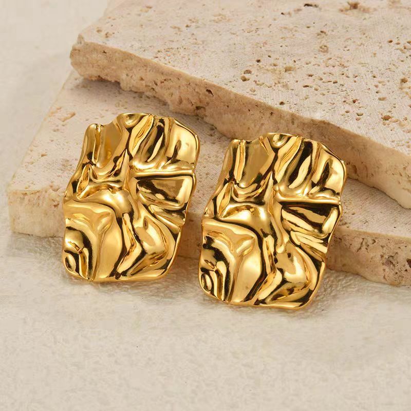 3 Pairs - Anti Tarnish Large Square Earrings gold (1 Pair Price - 88)