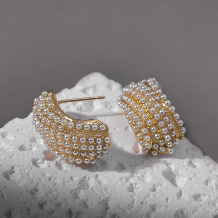 6 Set - Simple wavy pattern S millet pearl earrings (Unit price 38)