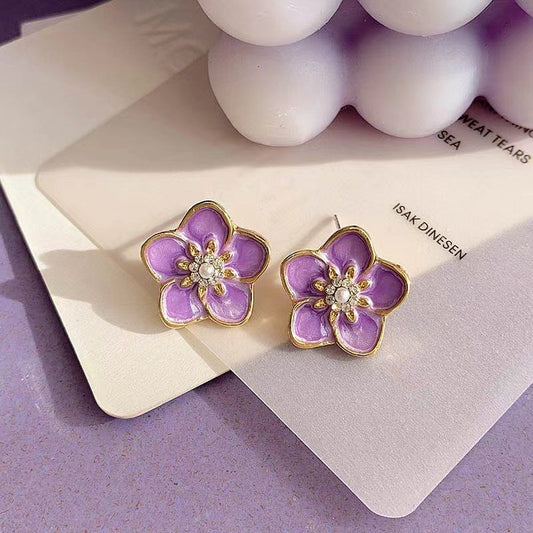 6 Set - Lavender purple flower earrings (Unit price 26)