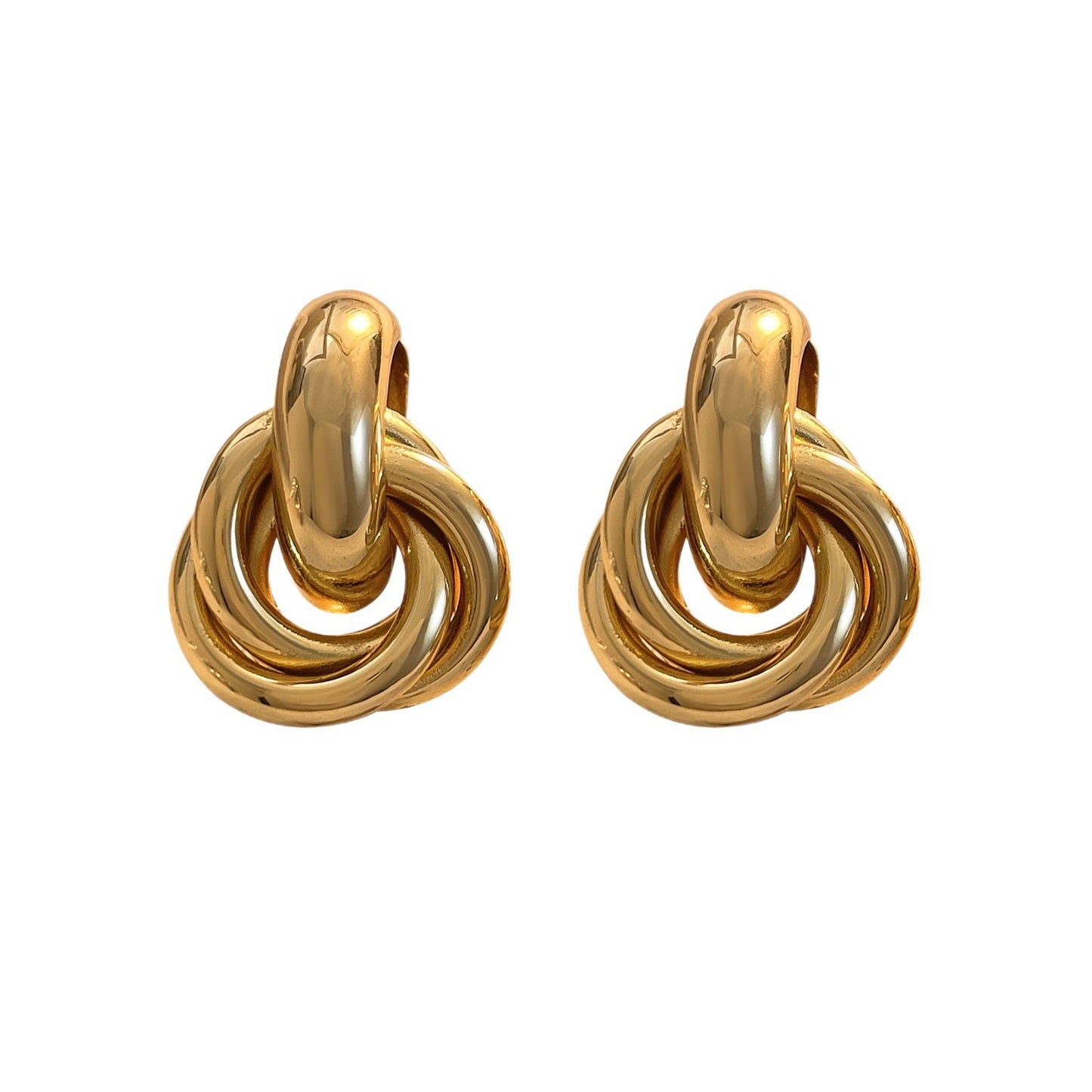 6 Pairs - Circle Geometric Twisted Multi-Layered Twist Earring - Golden (1 Pair Price - 32)
