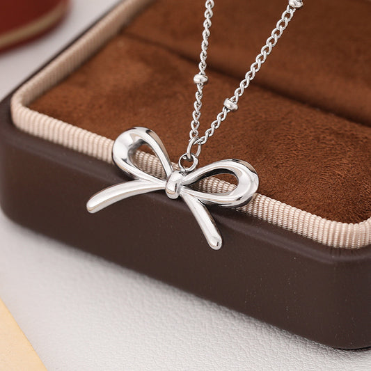 3 Pc - Bow tie Necklace - Silver (Unit Price - 65)