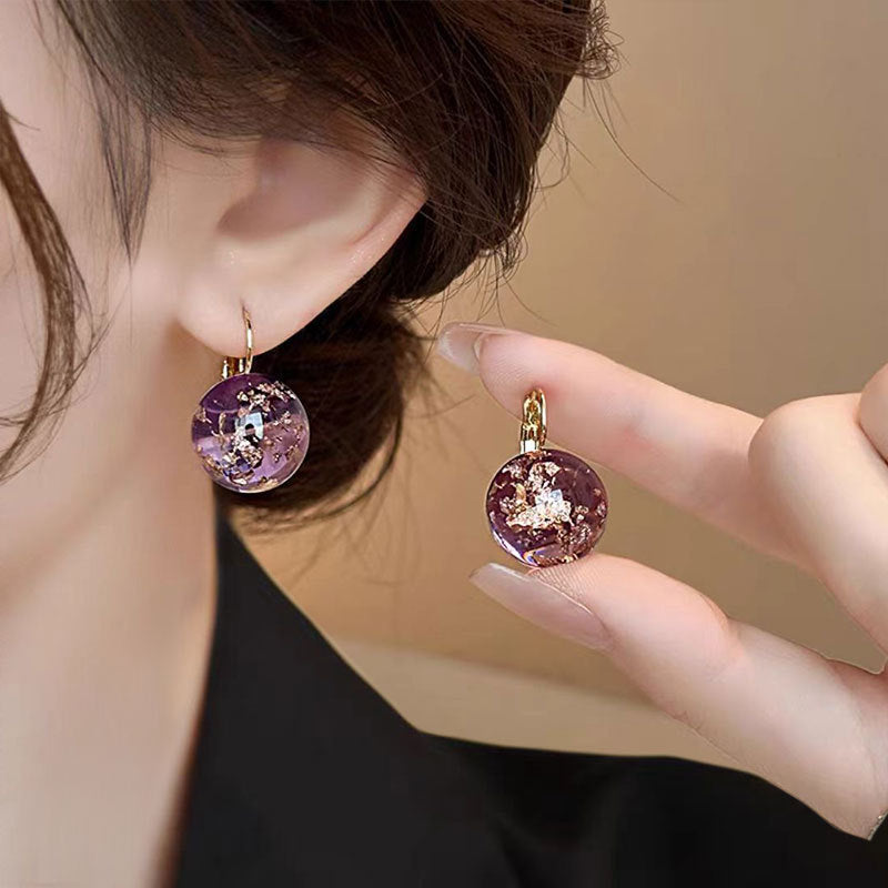 6 Pairs - Gold Foil Round Ball Earrings (Mix Color) (1 Pair Price - 35)