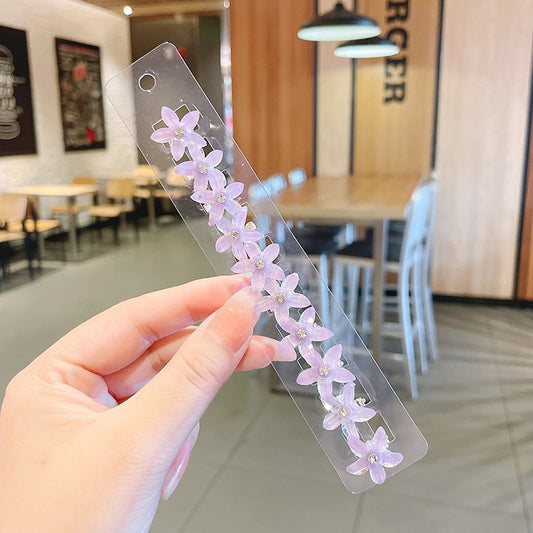 Children's small flower hair buckle hair clip - Purple (10 pc set card packing)