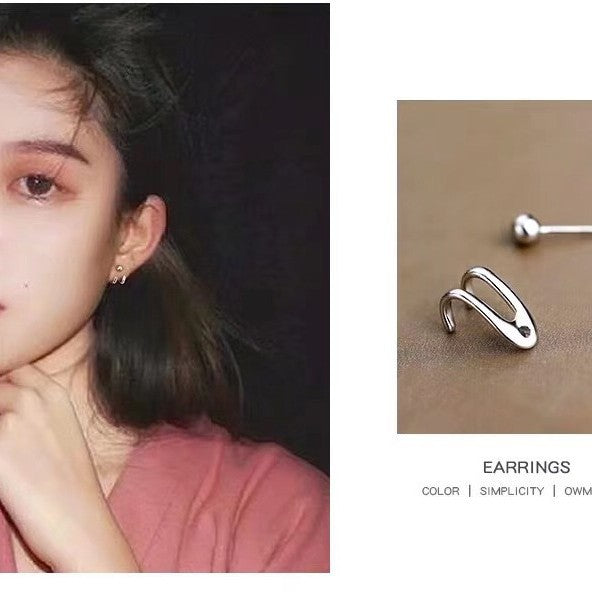 6 Pairs - C-shaped Cyber ??Celebrity Hong Kong Style Earrings (1 Pair Price - 14)