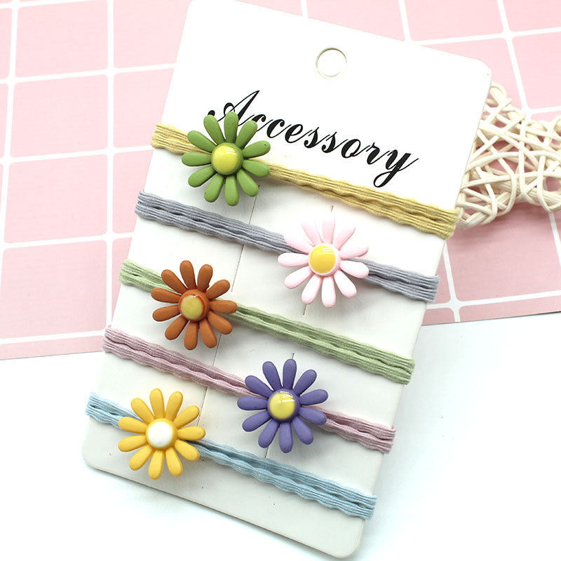 10 Pc - Hyun-Hyun Style Small Flower Daisy Hair Rope Hair Tie (Mix Color in OPP bag) (Unit Price 3)