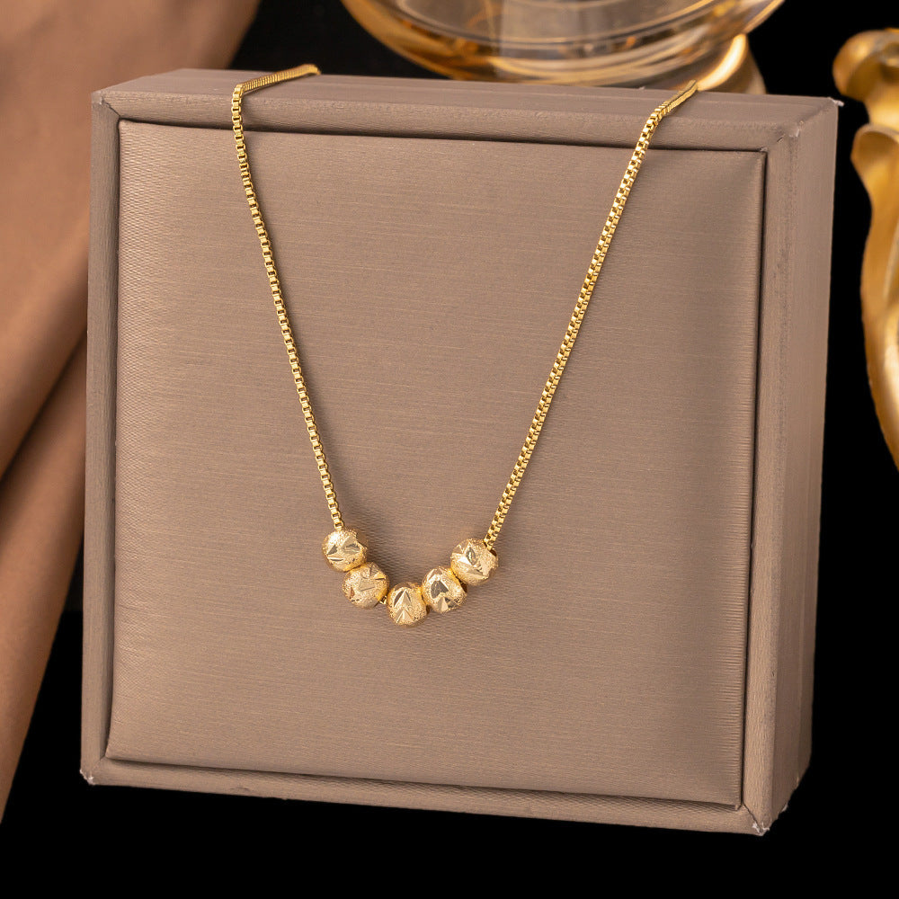 3 Pc - Anti Tarnish Five blessings beads necklace - gold (1 Pc Price - 66)