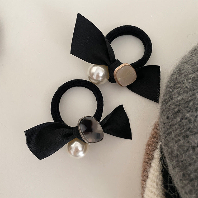 6 Pc - Pearl Bow Hair Band Hair Rope (Mix Color in OPP bag) (Unit Price 11)