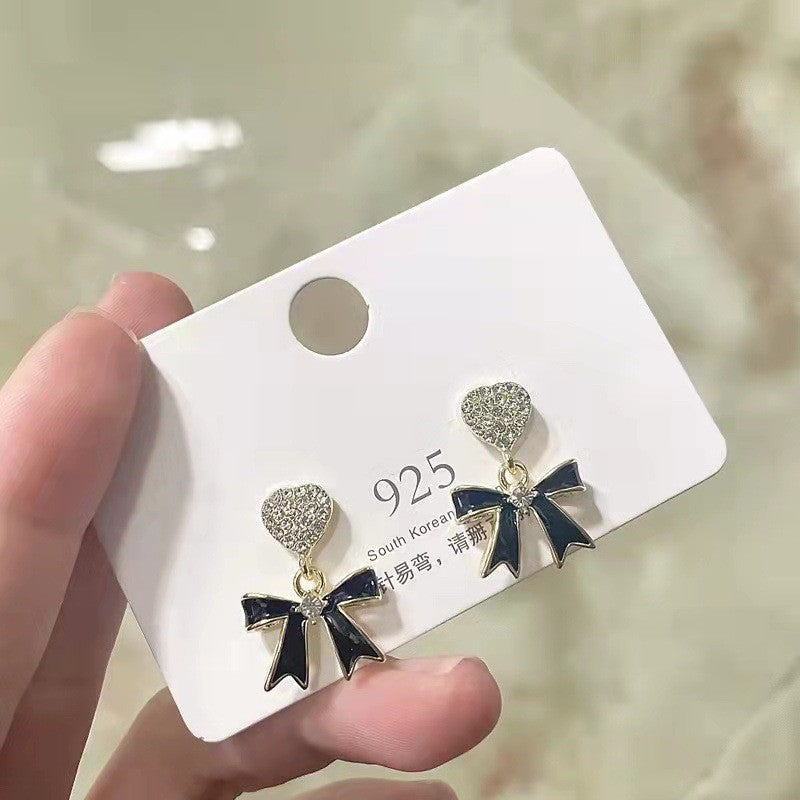6 Pairs - Simple Black Bow Love Earrings (1 Pair Price - 30)
