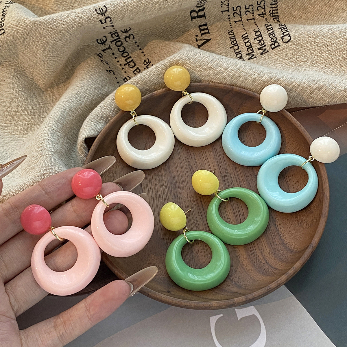 6 Set - Colored love earrings (Mix Color) (Unit price 18)