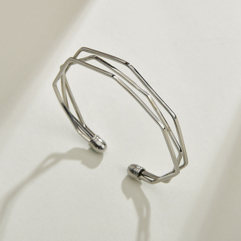 6 Set - Three-layer open bracelet - Silver (Unit price 20)