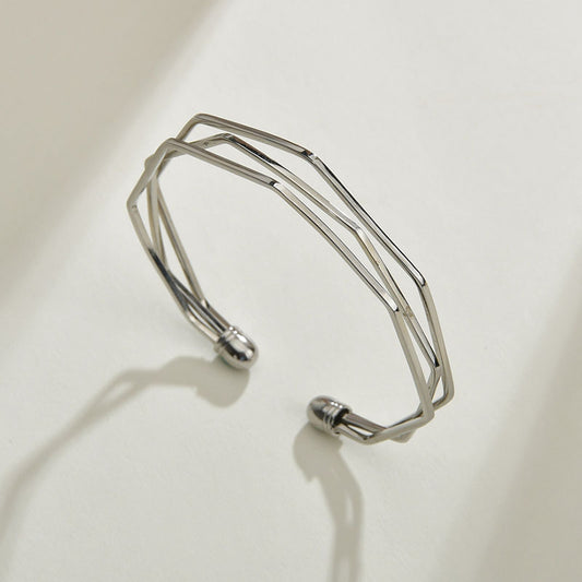 6 Set - Three-layer open bracelet - Silver (Unit price 20)