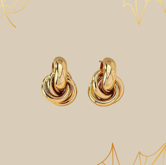 6 Pairs - Circle Geometric Twisted Multi-Layered Twist Earring - Golden (1 Pair Price - 32)