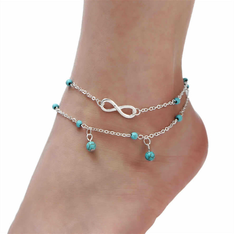 5 Pc - Turquoise Chain Anklet (Unit Price - 34)