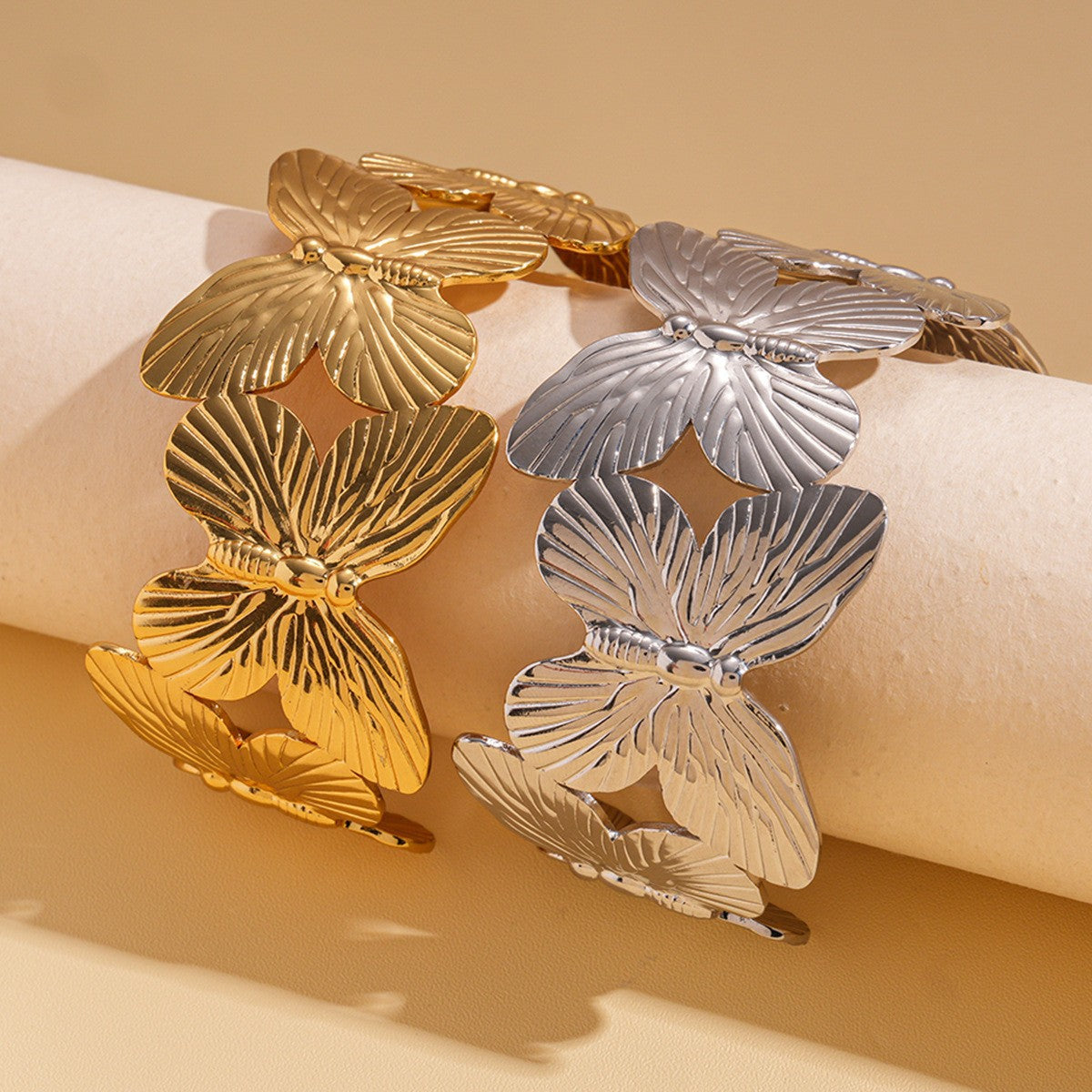 6 Pairs - Butterfly Bracelet - Silver (1 Pair Price - 46)