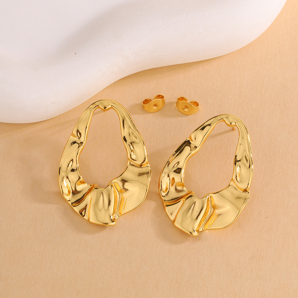 3 Pairs - Anti tarnish irregular cut earrings (1 Pair Price - 44)