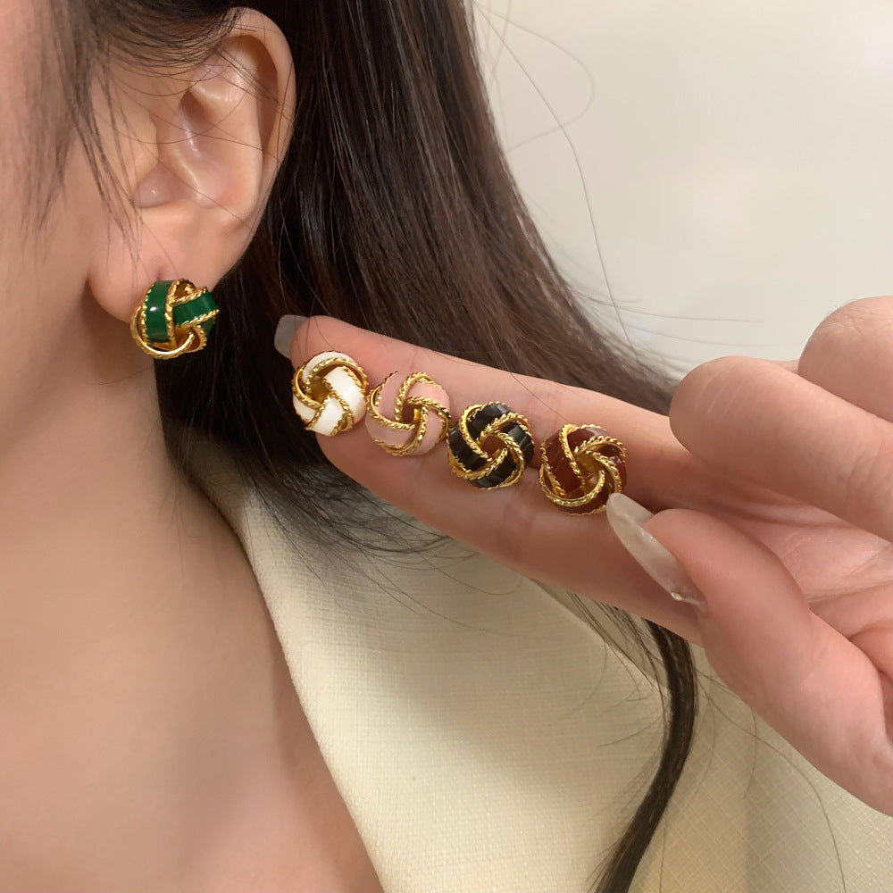 6 Pairs - French Retro Style Concentric Knot Earrings (Mix Color) (1 Pair Price - 41)