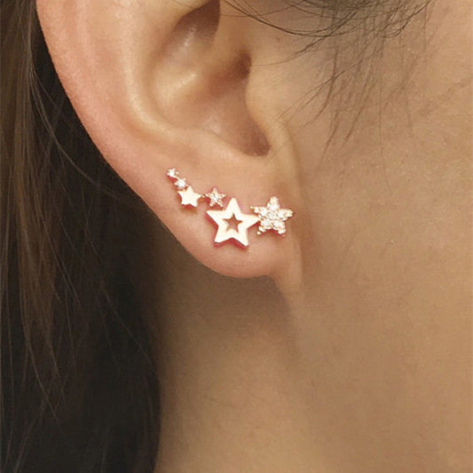 6 Set - Simple small zircon star earrings - Golden (1 Set price - 22)