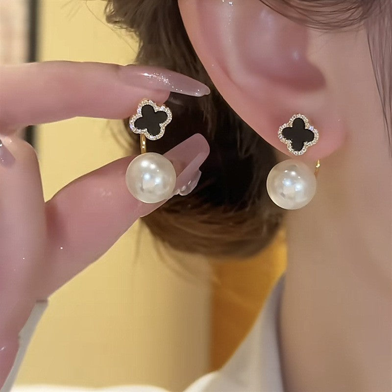 6 Pairs - Four-Leaf Clover Pearl Earrings (Mix Color) (1 Pair Price - 37)