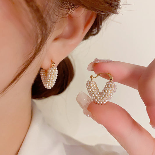 6 Set - Sweet millet bead love earrings (Unit price 44)