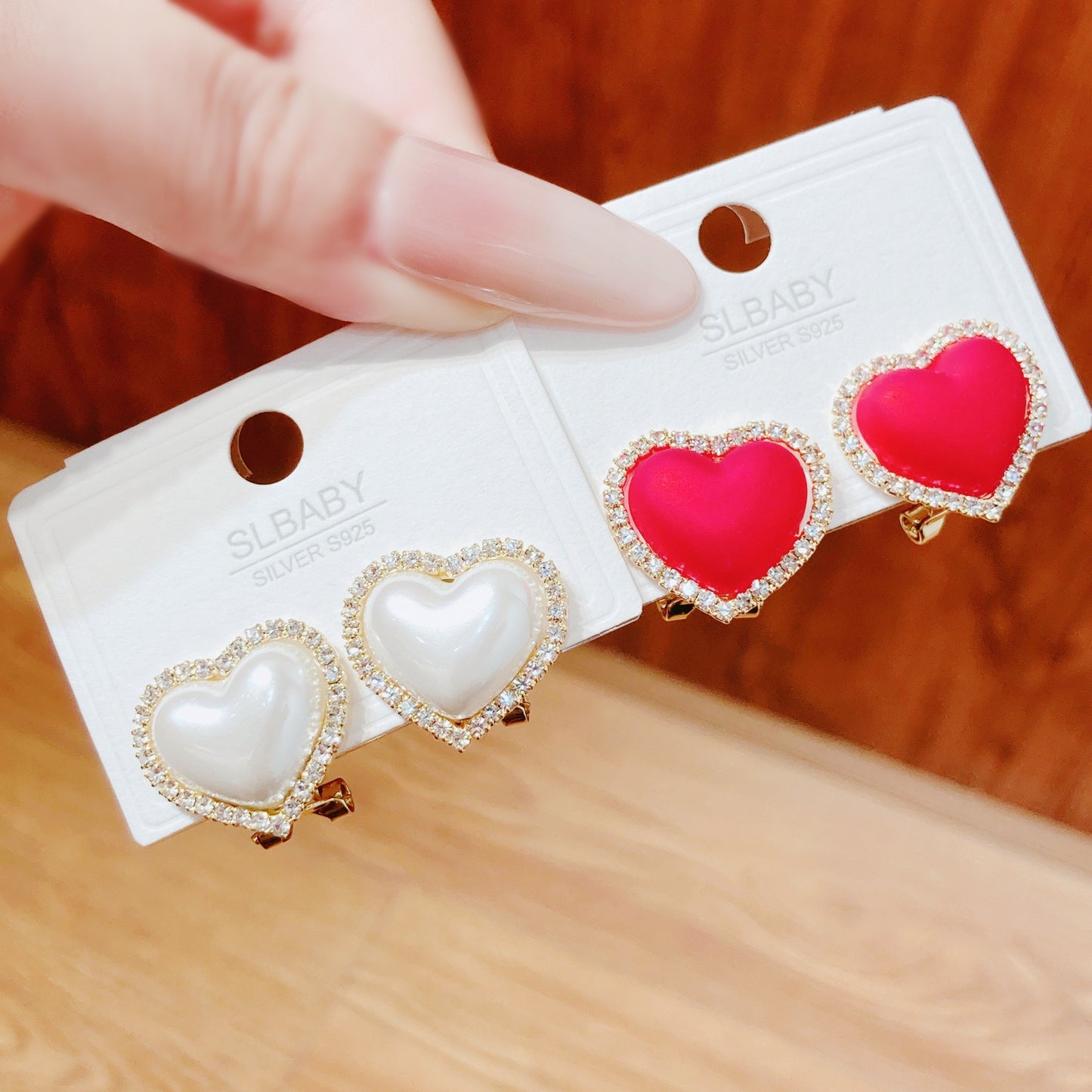 6 Pairs - Heart Earrings (Mix Color) (1 Pair Price - 28)