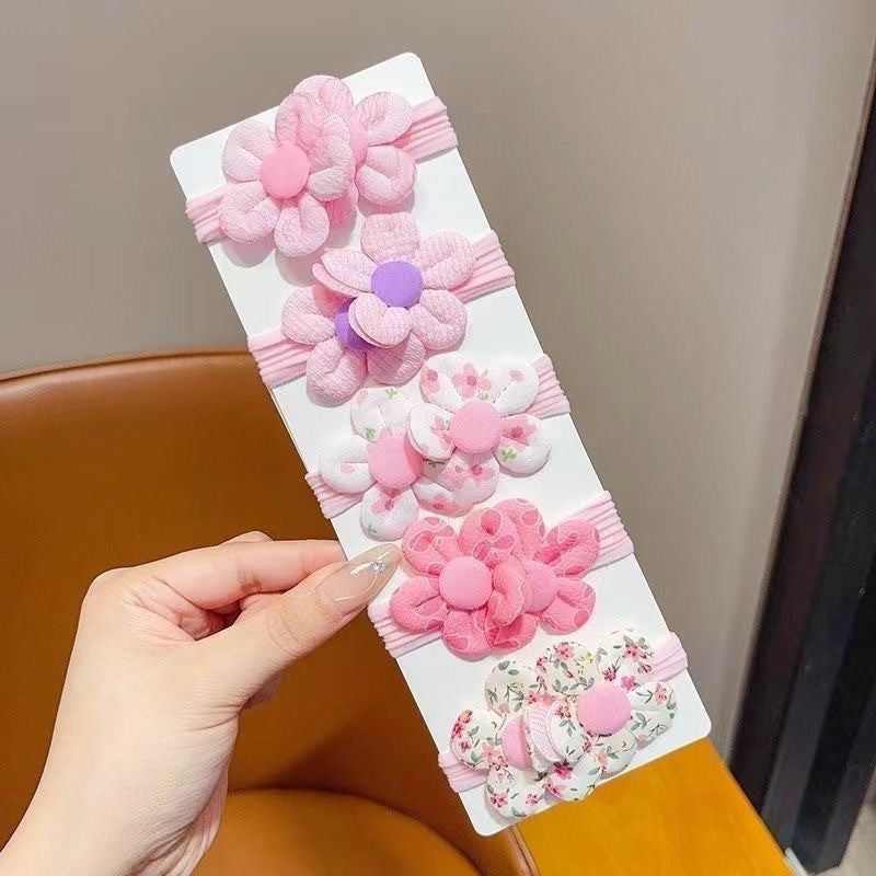 3 Set - Pink Flower rubberband (Set of 5) (1 Set Price - 31)