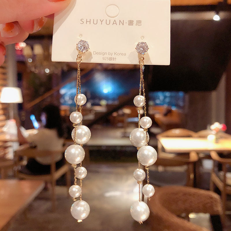 6 Set - Long tassel pearl earrings (Unit price 35)