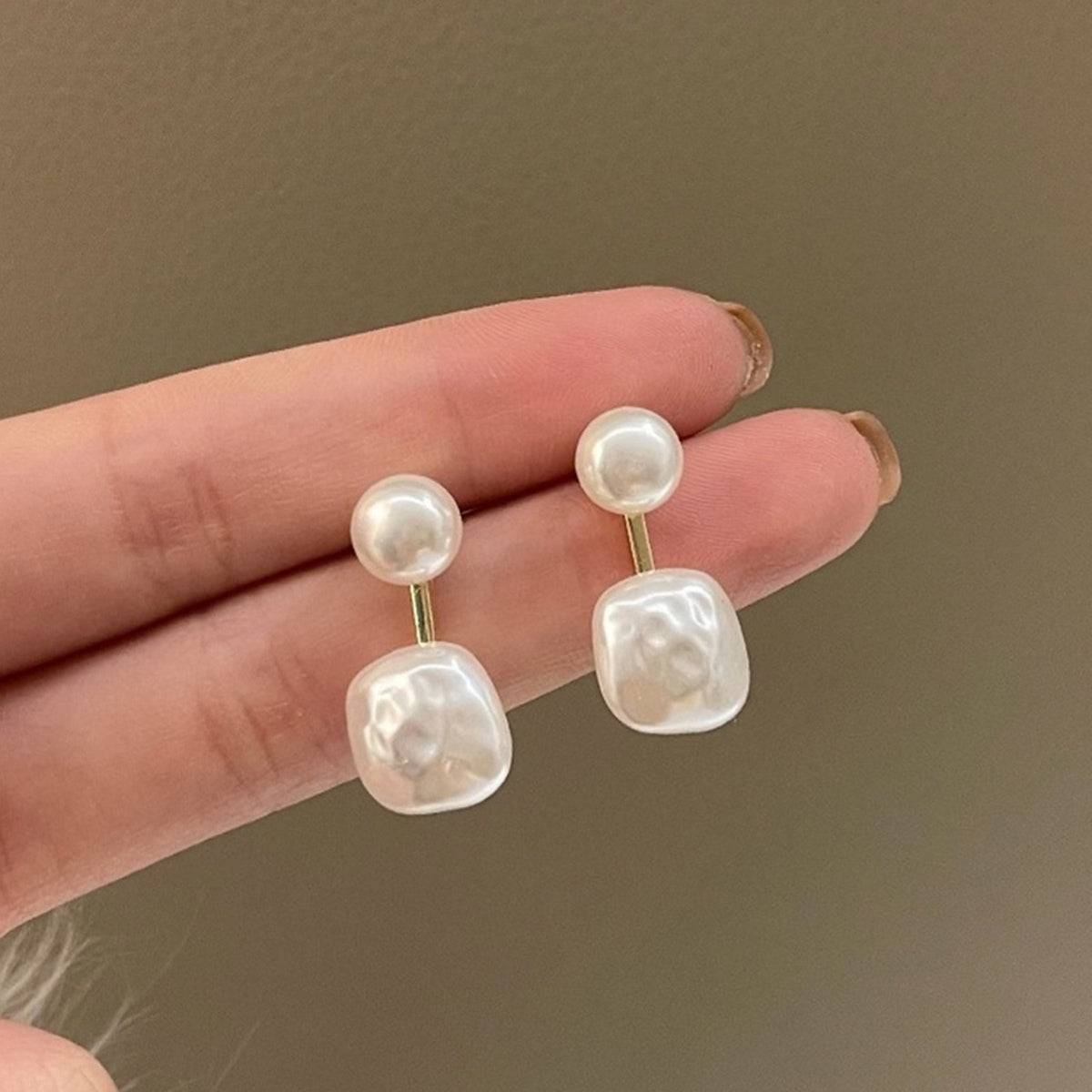 6 Pairs - Simple French Irregular Imitation Pearl Earrings (1 Pair Price - 30)