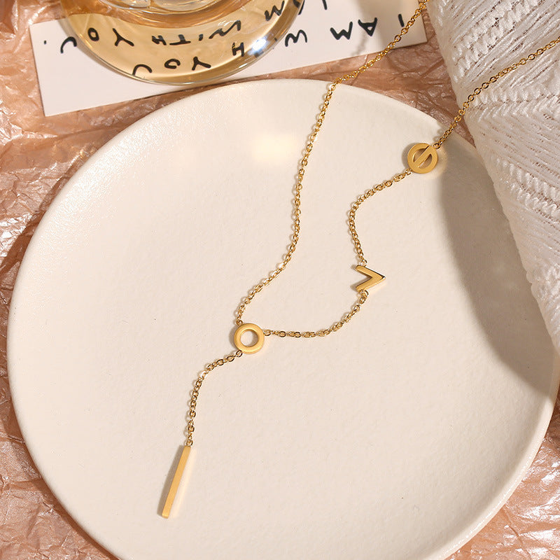 3 Pc - Anti Tarnish Letter necklace - Gold (1 Pc Price - 93)