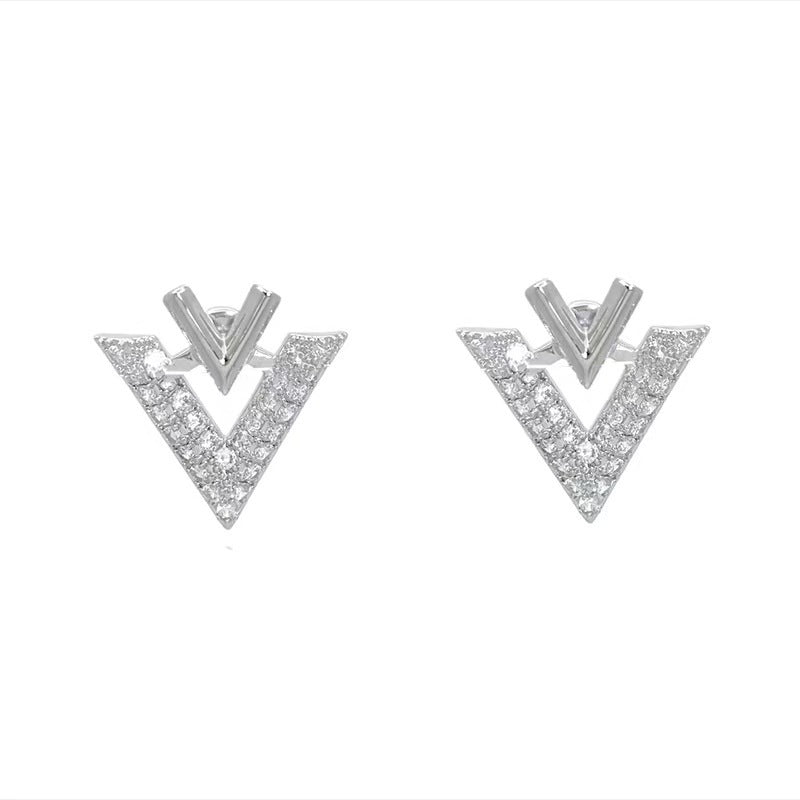 6 Set - English double V earrings (Mix color) (Unit price 35)