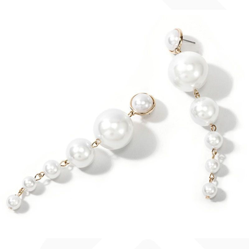 6 Pairs - Exaggerated Pearl Long Earrings - Golden (1 Pair Price - 30)