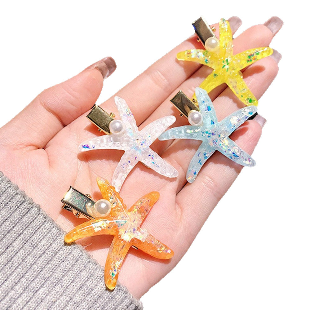 6 Set - 2-Piece Set of Starfish Shell Hairpins opp packing (1 Set Price - 21)