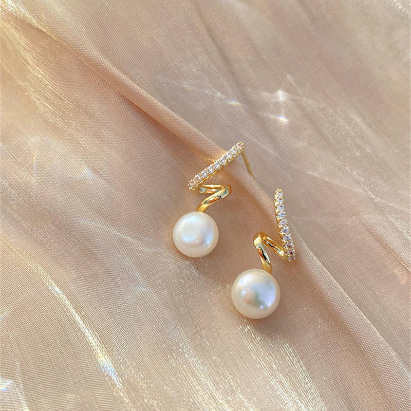 6 Pairs - Twisted Diamond Pearl Earrings (1 Pair Price - 24)