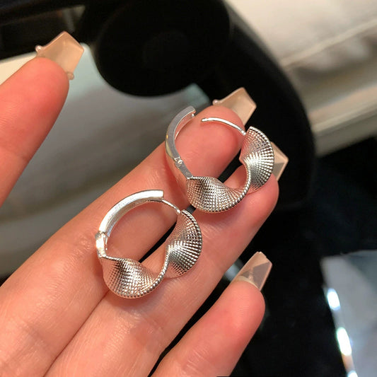 6 Set - Metallic irregular earrings for women - Silver (1 Set price - 29)