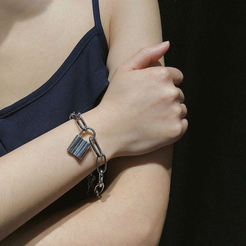 6 Pc - Cross Chain Lock Pendant Bracelet (Unit Price - 29)