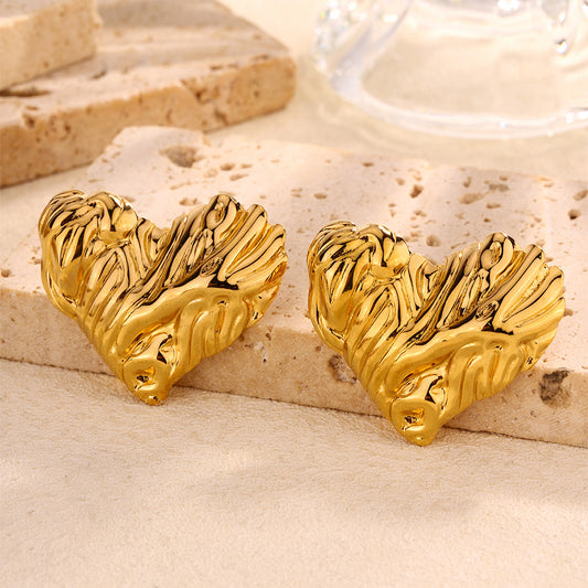 3 Pairs - Anti tarnish irregular heart earrings (1 Pair Price - 44)