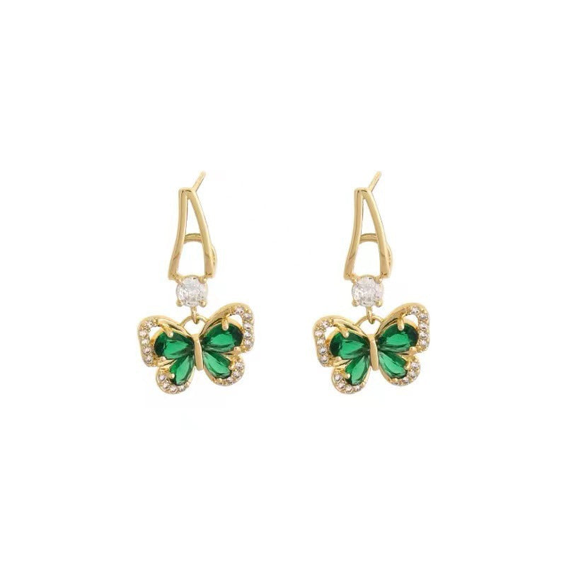 6 Set - Green zirconium butterfly earrings (Unit price 40)