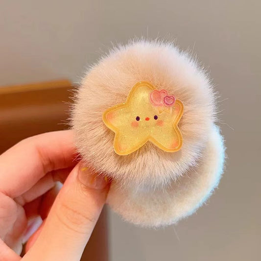 3 Pc - Yellow Star Fur Rubberband (Unit Price - 12)