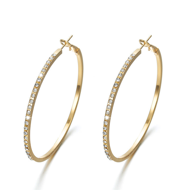 6 Pairs - Exaggerated Sparkling Circle Diamond Large Earrings (Mix Color) (1 Pair Price - 39)