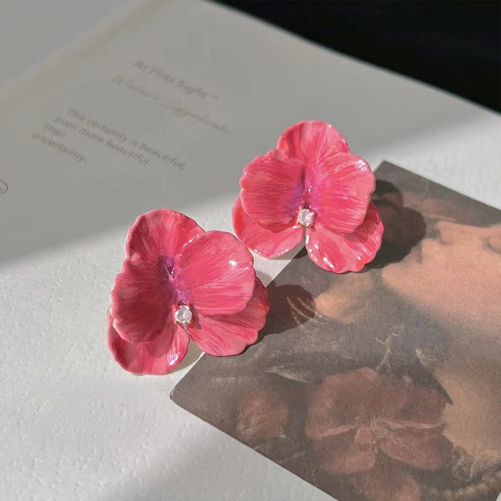 6 Pairs - Flower three-dimensional petal oil drop earrings (Mix Color) (1 Pair Price - 23)