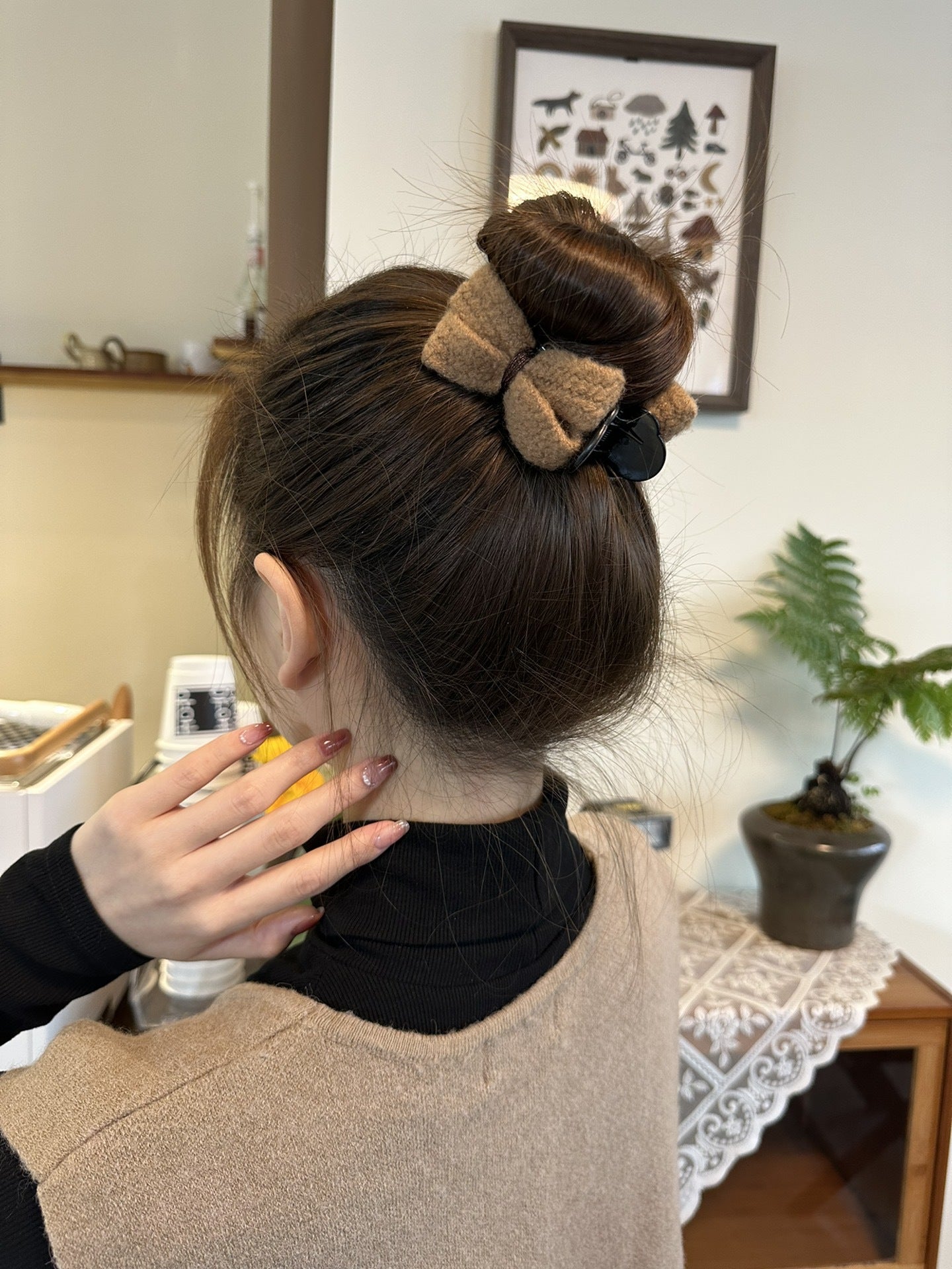 6 Pc - Elegant wool bow hair clip (Mix Color) (Unit Price - 20)