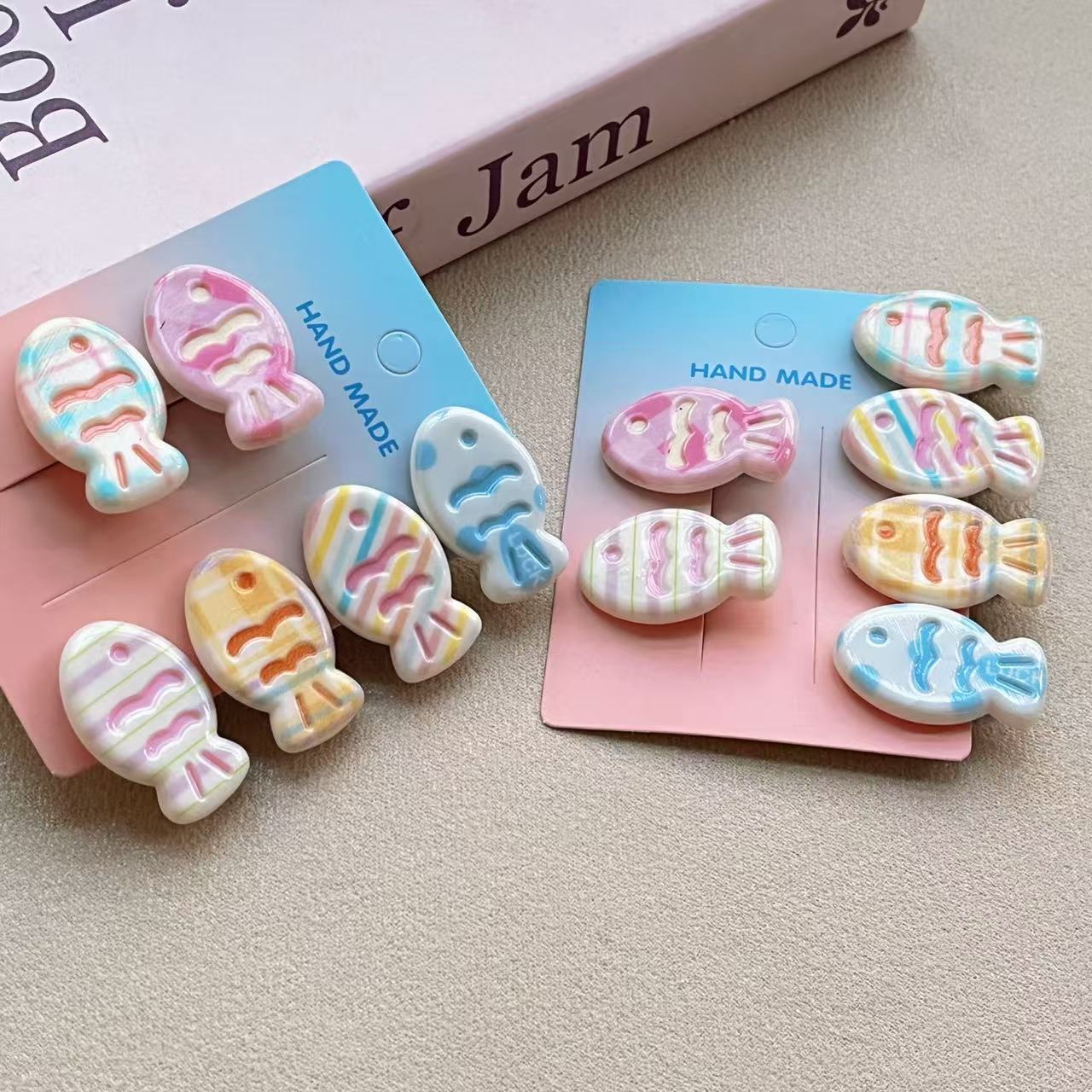 20 Pc - Girl's Cream Color Wave Cute Fish Hairpin opp packing (1 pc Price - 4)