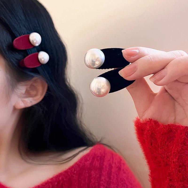 6 pc - Vintage Velvet Pearl Hairpin opp packing (1 Pc Price - 11)