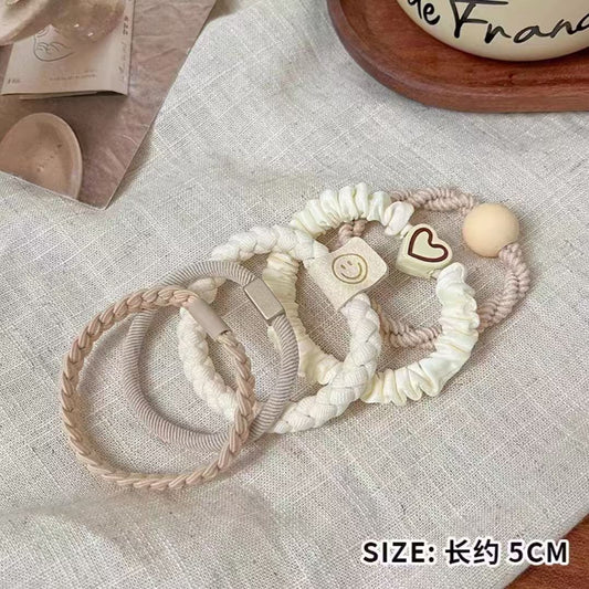 New style rubber band - Beige 5-piece set